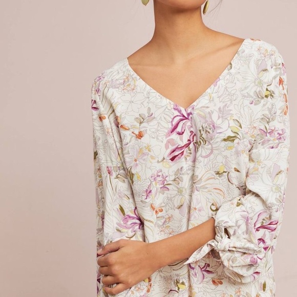 ANTHROPOLOGIE MAEVE PERNILLE TIE-SLEEVE BLOUSE - Picture 4 of 8